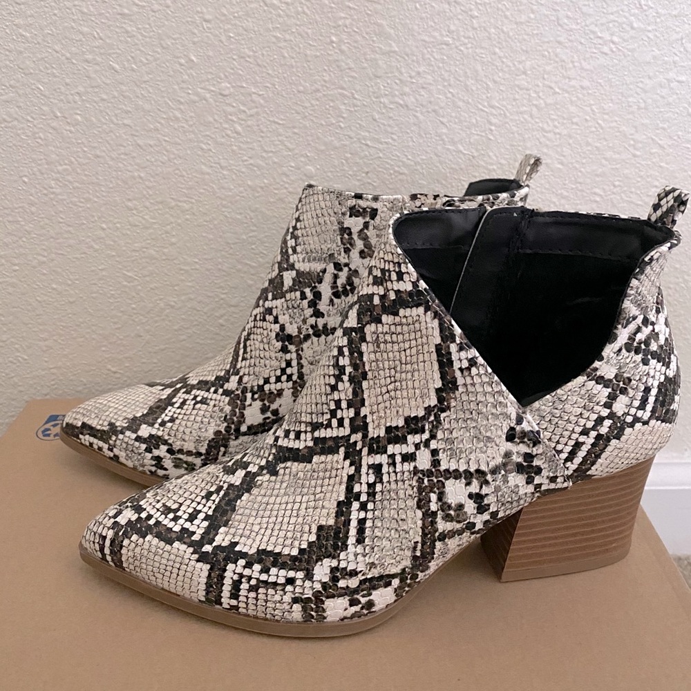 Snakeskin booties